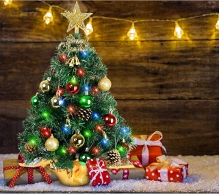 Mini kunstkerstboom 42x12x12 cm - stervormige bureaukerstboom, groen