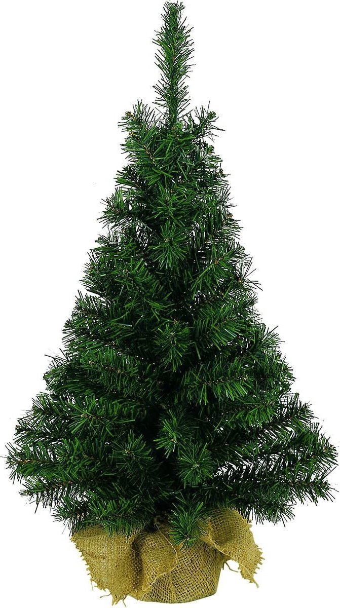 Mini kunstkerstboom 45 cm groen met jute pot