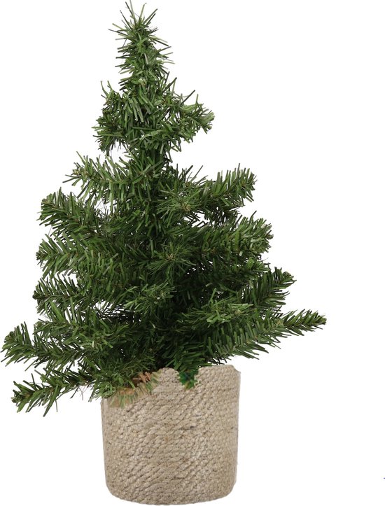 Mini kunstkerstboom 45 cm groen met jute pot