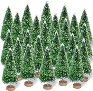 Mini kunstkerstboom 4,5 cm met sneeuweffect - 24 stuks - ShopVlot