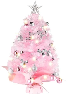 Mini kunstkerstboom 45 cm roze
