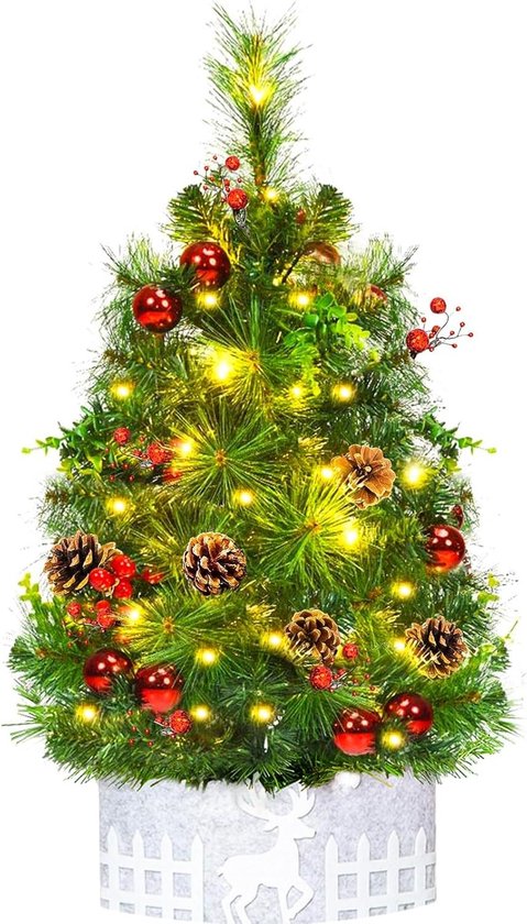 Mini-kunstkerstboom 60 cm met 23 versieringen