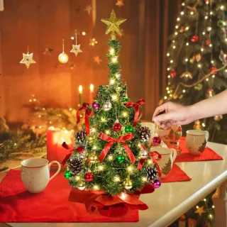 Mini Kunstkerstboom 60 cm met Houten Sokkel - Merknaam