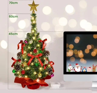 Mini Kunstkerstboom 60 cm met Houten Sokkel - Merknaam