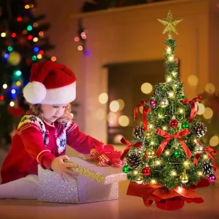 Mini Kunstkerstboom 60 cm met Houten Sokkel - Merknaam