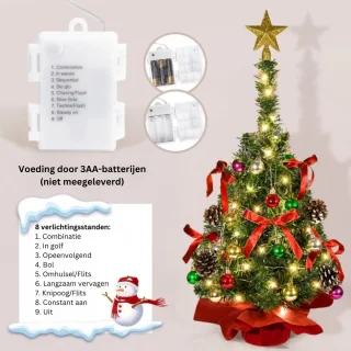 Mini Kunstkerstboom 60 cm met Houten Sokkel - Merknaam