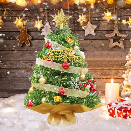 Mini kunstkerstboom 60 cm met verlichting