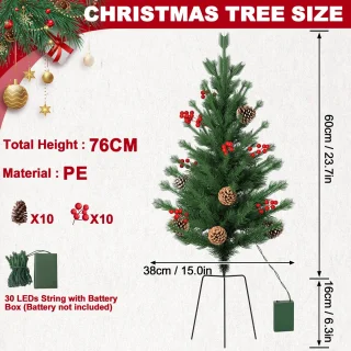 Mini Kunstkerstboom 76 cm - Set van 2