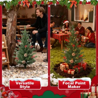 Mini Kunstkerstboom 76 cm - Set van 2