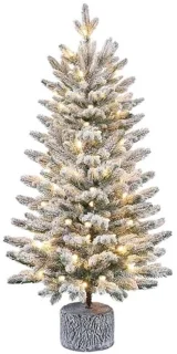 Mini kunstkerstboom 94 cm met sneeuw en warm witte ledverlichting