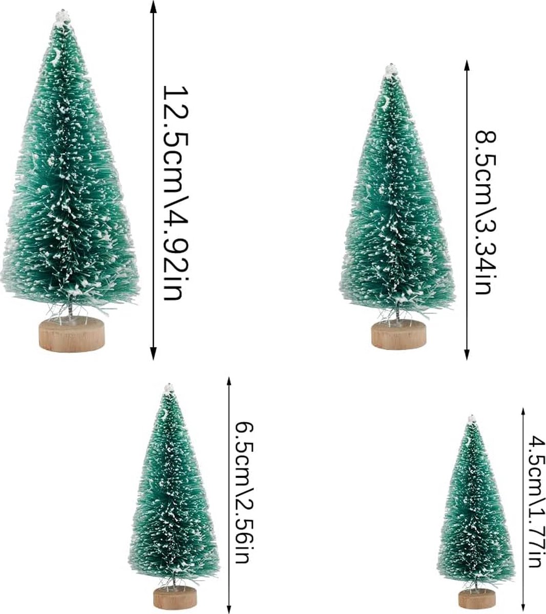 Mini-kunstkerstboom dennenboom met houten sokkel 24 stuks