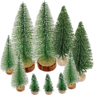 Mini kunstkerstboom - groen - 4,5 cm - met sneeuweffect