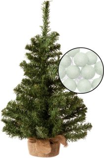 Mini kunstkerstboom groen met lichtsnoer 60 cm