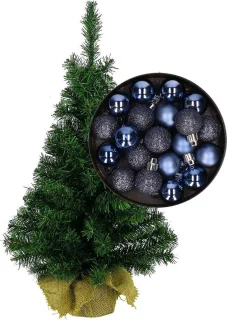 Mini kunstkerstboom H35 cm donkerblauw