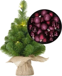 Mini kunstkerstboom H45 cm aubergine paars