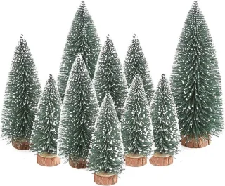Mini kunstkerstboom met houten sokkell