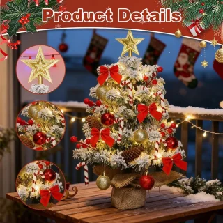 Mini kunstkerstboom met lampjes 45 cm voor tafeldecoratie
