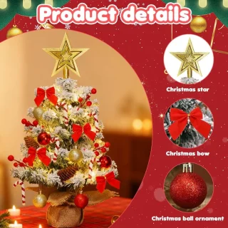 Mini kunstkerstboom met lampjes 45 cm voor tafeldecoratie