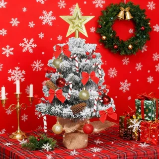 Mini kunstkerstboom met lampjes 45 cm voor tafeldecoratie