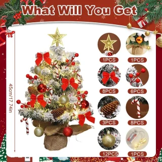 Mini kunstkerstboom met lampjes 45 cm voor tafeldecoratie