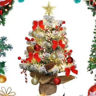 Mini kunstkerstboom met lampjes 45 cm voor tafeldecoratie