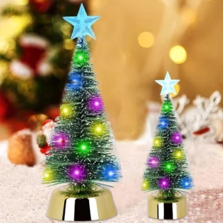 Mini kunstkerstboom met ledverlichting 19 cm + 13 cm