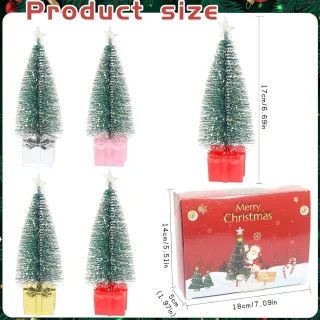 Mini kunstkerstboom met verlichting, multicolor, 17 cm, set van 4