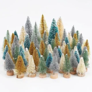 Mini kunstkerstboom - Multikleur - 4,5 - 8,5 cm