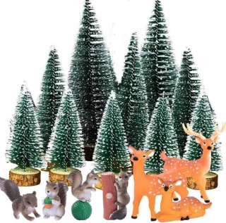 Mini kunstkerstboom set - 17-delig