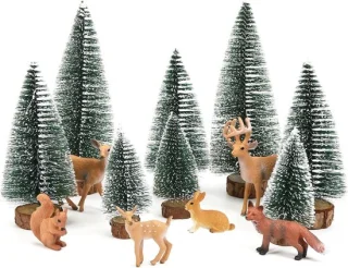 Mini kunstkerstboom set met 14 delen