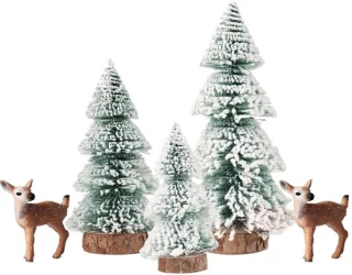 Mini kunstkerstboom set met elanden