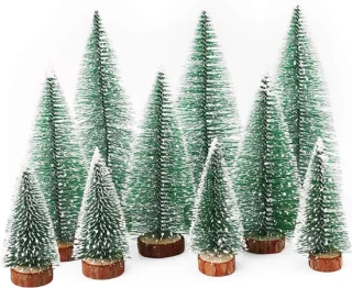 Mini kunstkerstboom set van 10 - 3 maten 10/15/20 cm