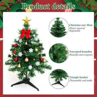 Mini kunstkerstboom set van 3 - 30 cm (groen)
