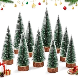 Mini sneeuw kerstboompjes - 10 stuks