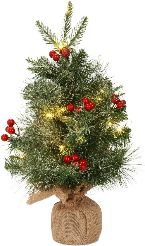 Mini-tafelkerstboom 18 inch groen met LED - Merkennaam