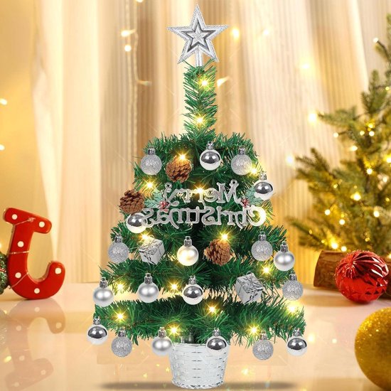 Mini-tafelkerstboom 50 cm met verlichting en kerstballen