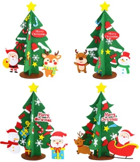 Mini vilt kerstboom knutselset (4-delig)