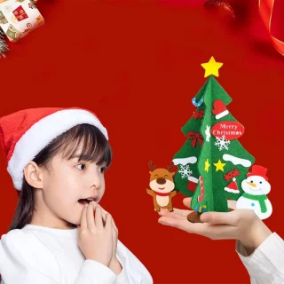 Mini vilt kerstboom knutselset (4-delig)