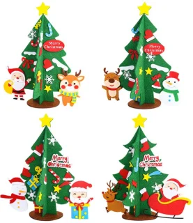 Mini vilt kerstboom knutselset (4-delig)
