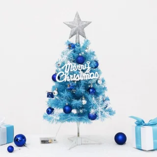Miniatuur kunstkerstboom met accessoires - 45 cm - Blauw