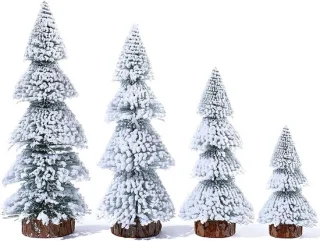 Miniatuur kunstkerstboom set van 4