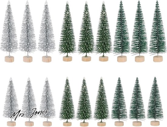 Mrs. Jones Kunstkerstboom Miniatuur Dennenboom 18 stuks 3 kleuren