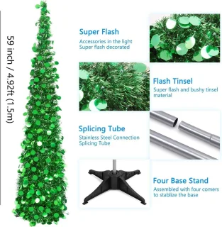 Mrs. Jones Pailletten Kunstkerstboom 150 cm groen