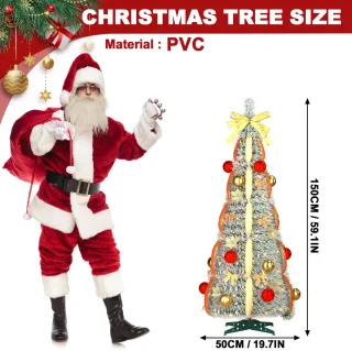 NAIZY Pop-up kunstkerstboom 150 cm roodgoud met sneeuw