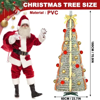 NAIZY Pop-up kunstkerstboom 180 cm roodgoud met sneeuw