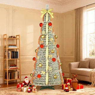 NAIZY Pop-up kunstkerstboom 180 cm roodgoud met sneeuw
