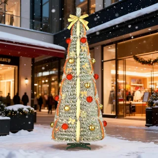 NAIZY Pop-up kunstkerstboom 180 cm roodgoud met sneeuw