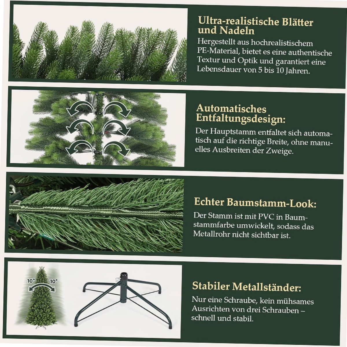 Nordmann Kunstkerstboom 180 cm PE met Standaard