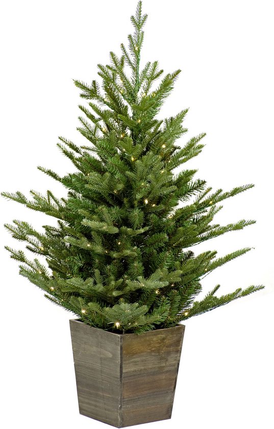 Nordmann kunstkerstboom 91 cm groen houten pot