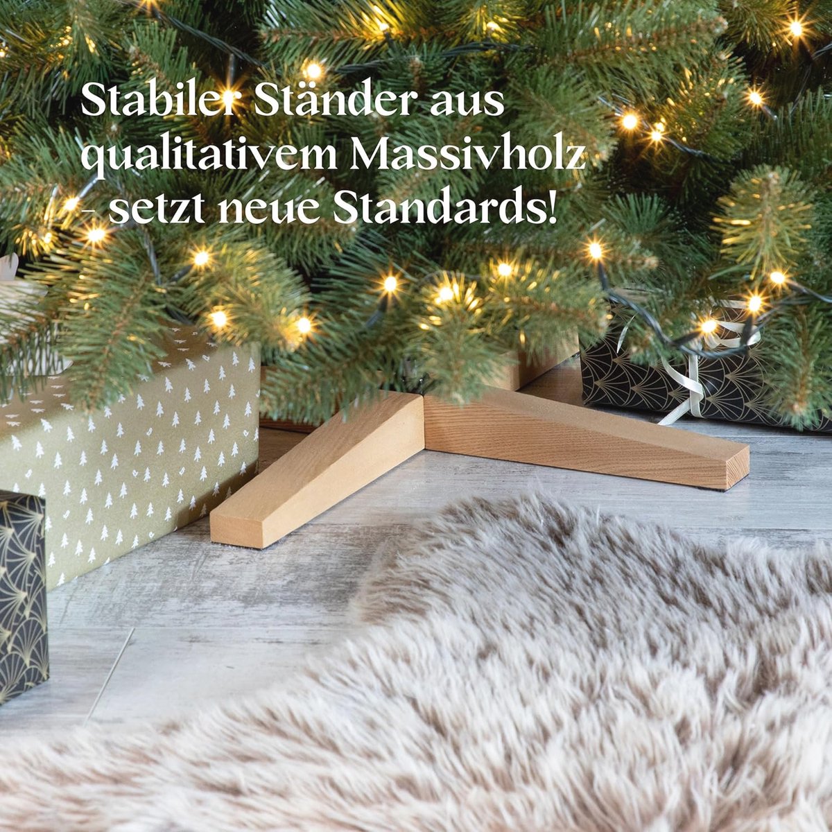 Nordmanntanne Kunstkerstboom 180 cm met Houten Standaard